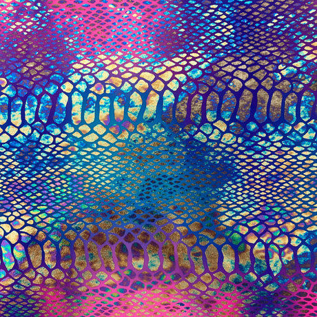 Holographic Tie Dye Taipan Snake Skin Nylon Spandex Fabric - Holographic Tie Dye Snake Skin, 60" Width (1 Yard)
