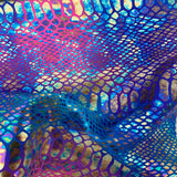 Holographic Tie Dye Taipan Snake Skin Nylon Spandex Fabric - Holographic Tie Dye Snake Skin, 60" Width (1 Yard)