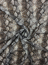 Grey Snake Print Sequin Mesh Fabric - Grey Snake Print, 4-Way Stretch, Medium Weight (1 Yard)