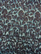 Blue Flame Print Sequin Mesh Fabric - Blue Flame Print, 4-Way Stretch, 9 Oz, 1 Yard