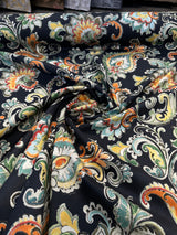 Scotto Madison Carnival Cotton Fabric - Black Multi Floral, 54" Width (1 Yard)