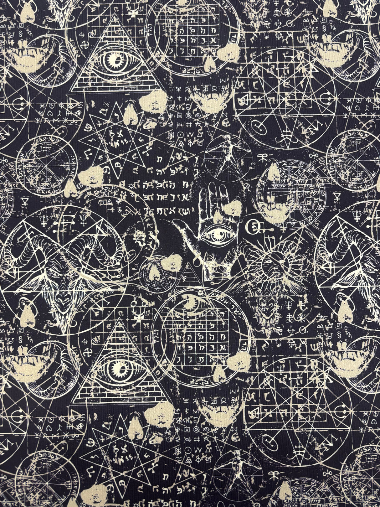 Dark Magic Polyester Spandex Fabric - Black Print, 58"/60" Width (1 Yard)