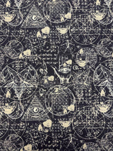 Dark Magic Polyester Spandex Fabric - Black Print, 58"/60" Width (1 Yard)