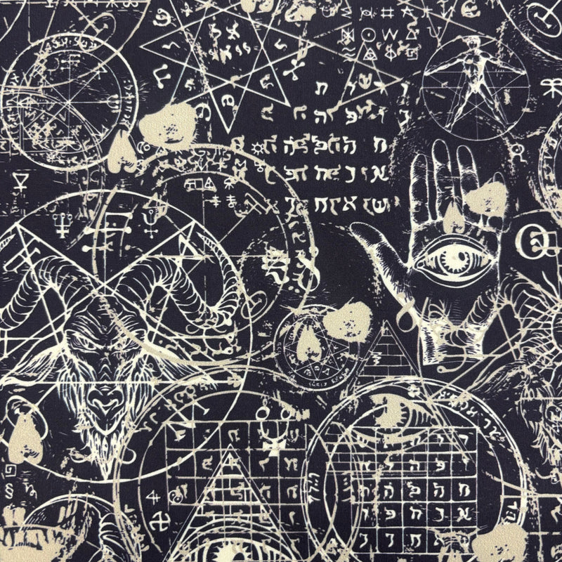 Dark Magic Polyester Spandex Fabric - Black Print, 58"/60" Width (1 Yard)