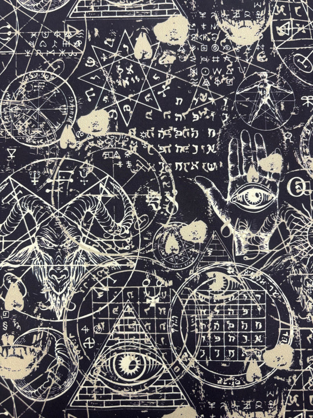 Dark Magic Polyester Spandex Fabric - Black Print, 58"/60" Width (1 Yard)