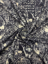Dark Magic Polyester Spandex Fabric - Black Print, 58"/60" Width (1 Yard)