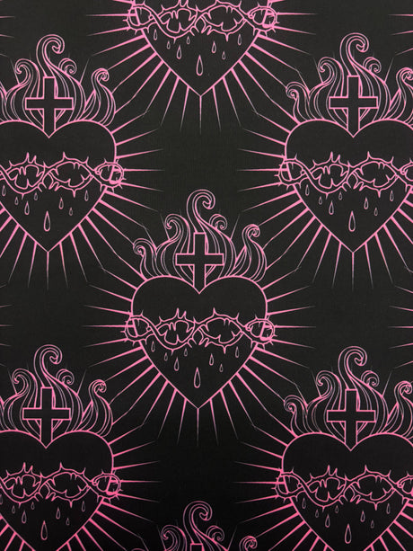 Sacred Heart Polyester Spandex Fabric - Sacred Heart Print, 58/60" Width (1 Yard)