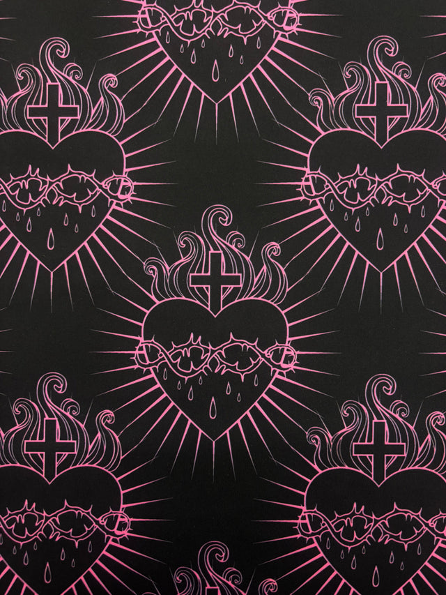 Sacred Heart Polyester Spandex Fabric - Sacred Heart Print, 58/60" Width (1 Yard)