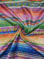 Bold Rainbow Striped Shattered Glass Metallic Spandex Fabric - Rainbow Stripes, 36" Width (1 Yard)