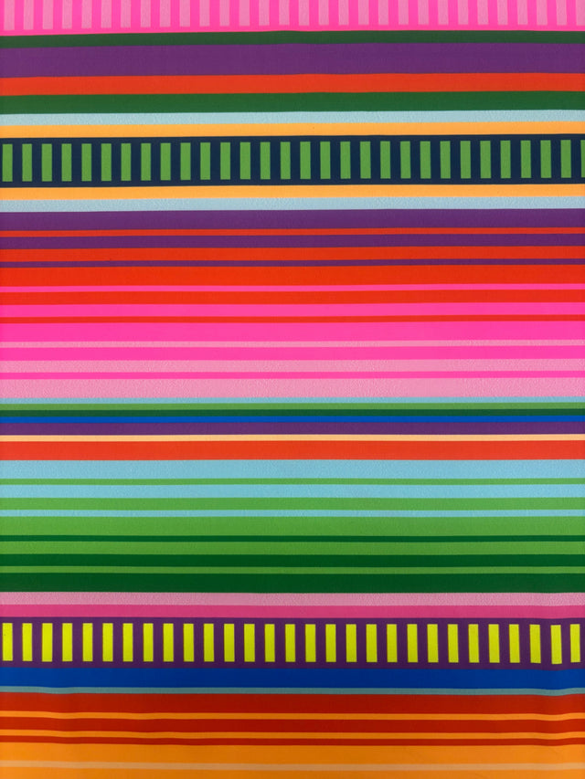 Bold Rainbow Striped Polyester Spandex Fabric - Rainbow Stripes, 58"/60" Width (1 Yard)