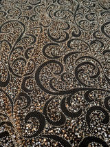 Gold Stretch Sequin Beaded Scroll Lace Mesh