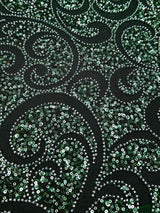 Stretch Sequin Beaded Scroll Lace on Mesh