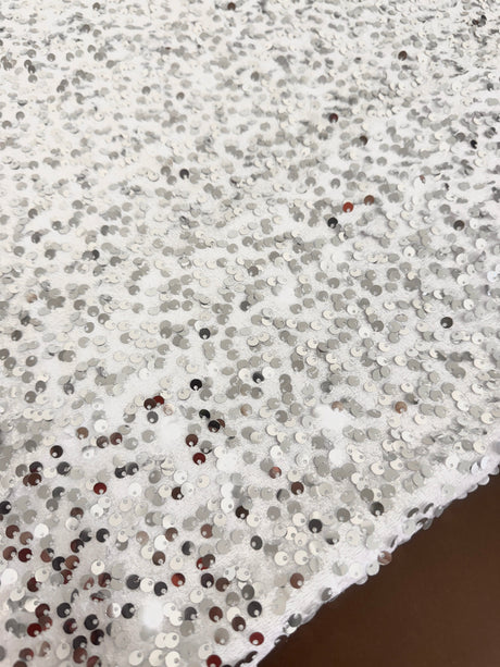 Sequin Velvet Silver White