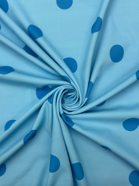 Blue Polka Dot Spandex Fabric - Blue Polka Dot, 58"/60" Width (1 Yard)