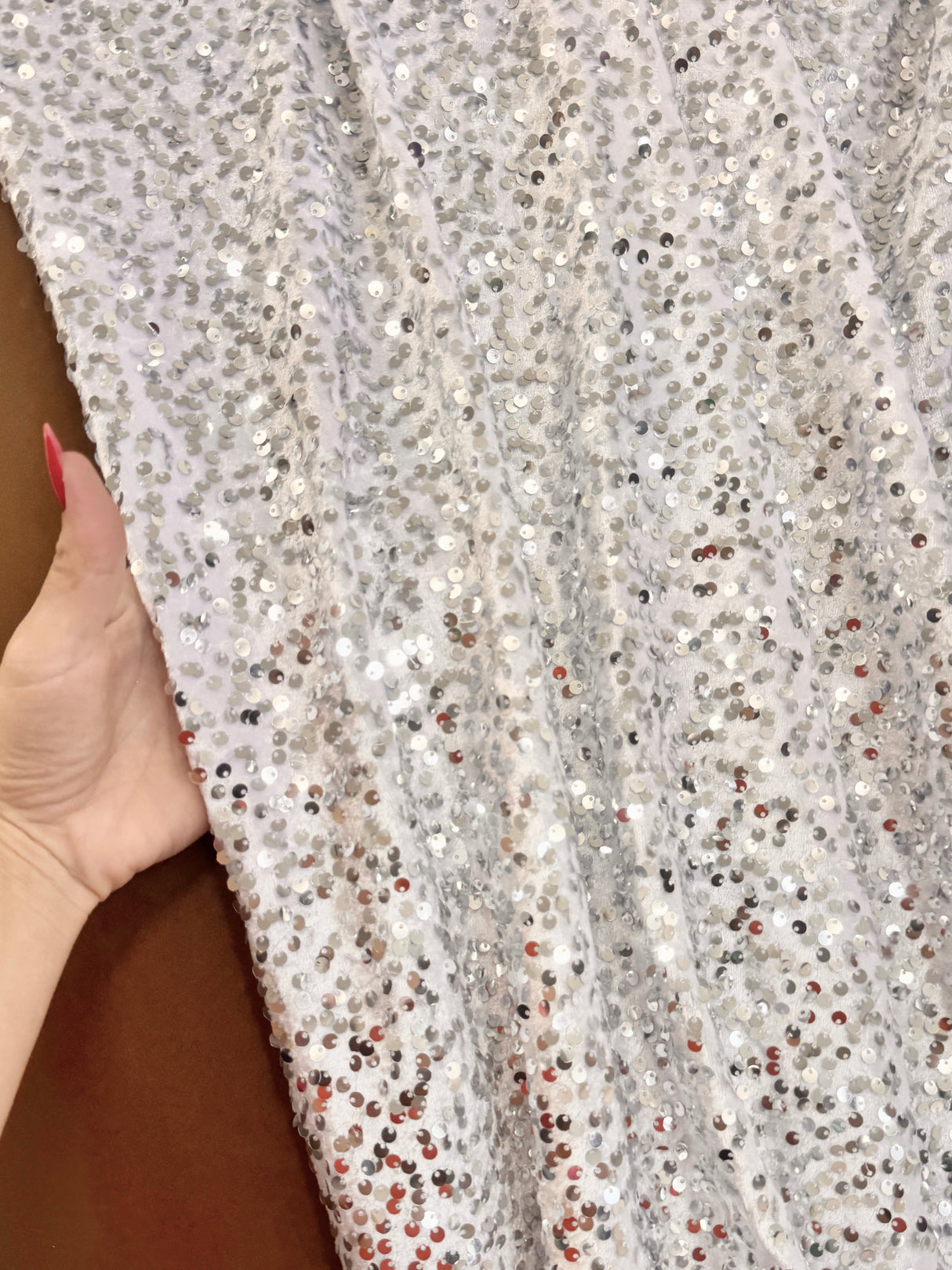 Sequin Velvet Silver White