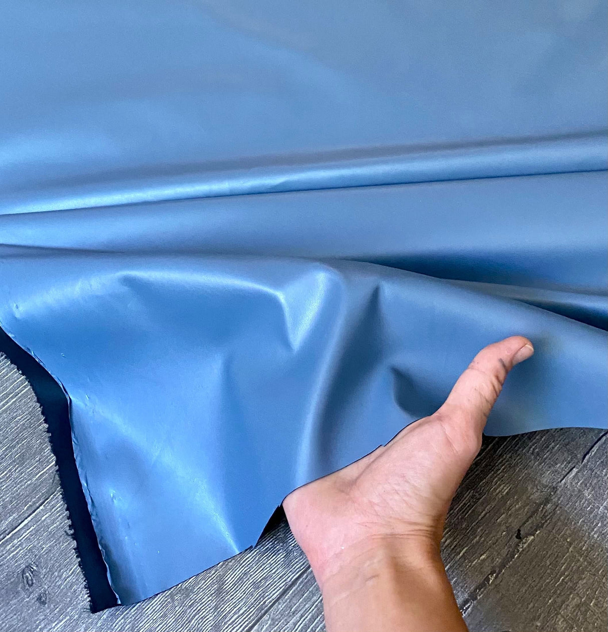 Stretch Faux Leather Dusty Blue
