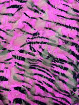 Tiger Printed Stretch Lace Fabric - Orange Tiger Print, 4-Way Stretch (1 Yard)