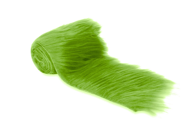 Faux Fur Fabric Ribbon Apple Green Pre-Cut Strips