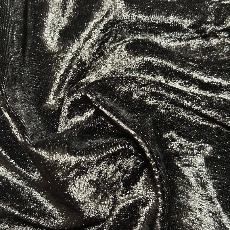 Polyester Velvet Fabric Pane Black 60" Width