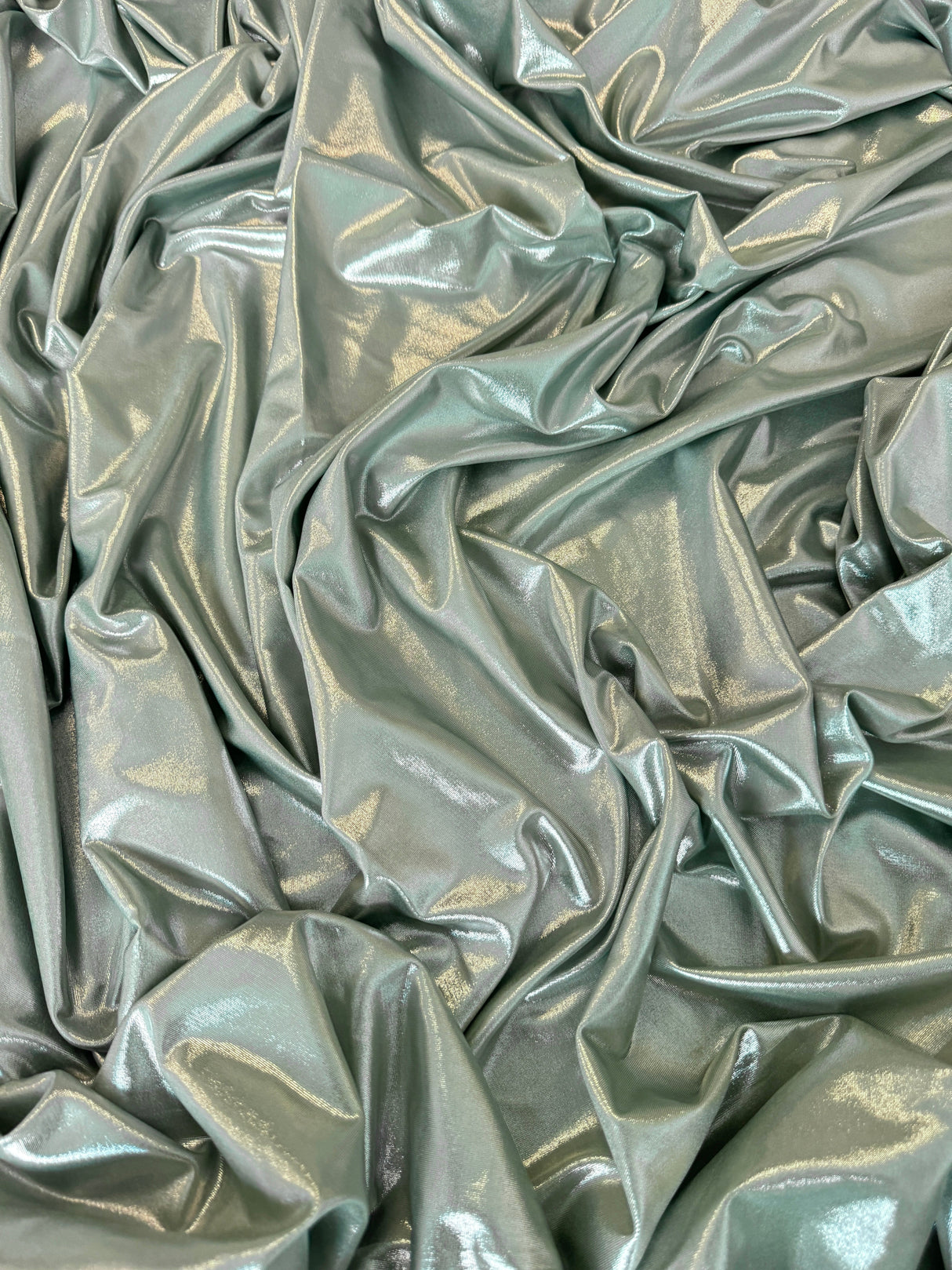 Shiny Foiled Spandex Sage Green