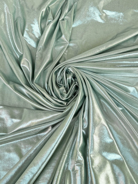 Shiny Foiled Spandex Sage Green