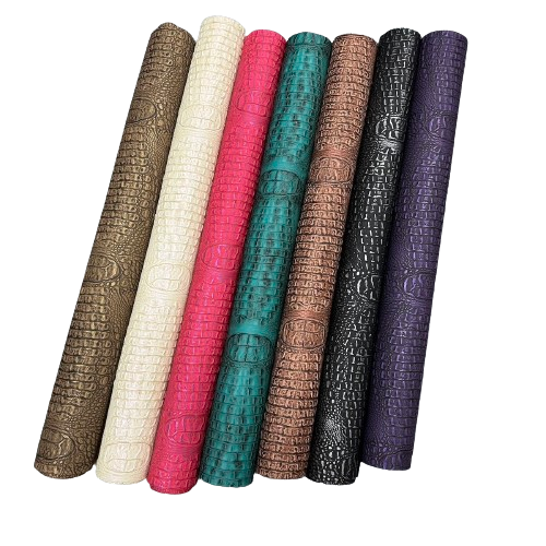 Mugger Two Tone Gator Faux Leather Vinyl Fabric - Two Tone Gator Pattern, 56" Width (1 Yard)