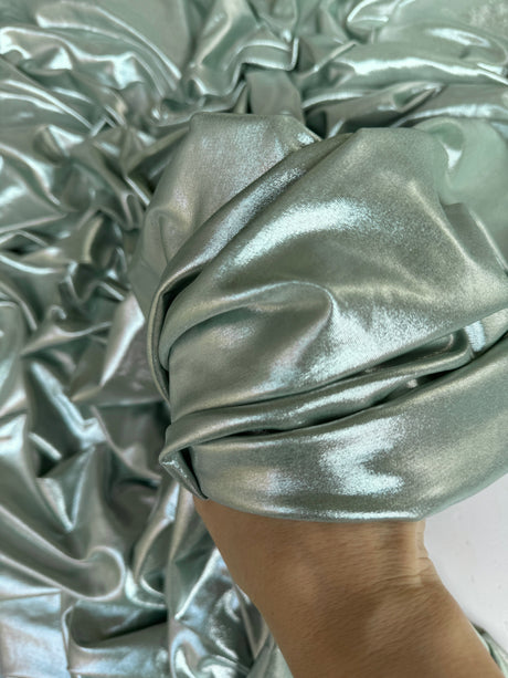 Shiny Foiled Spandex Sage Green