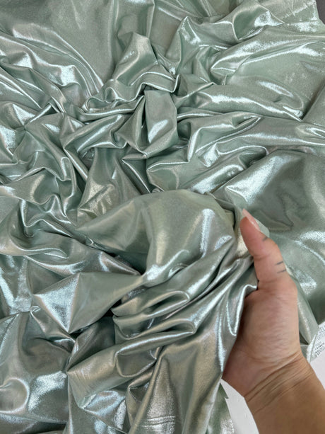Shiny Foiled Spandex Sage Green
