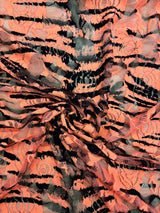 Tiger Printed Stretch Lace Fabric - Orange Tiger Print, 4-Way Stretch (1 Yard)