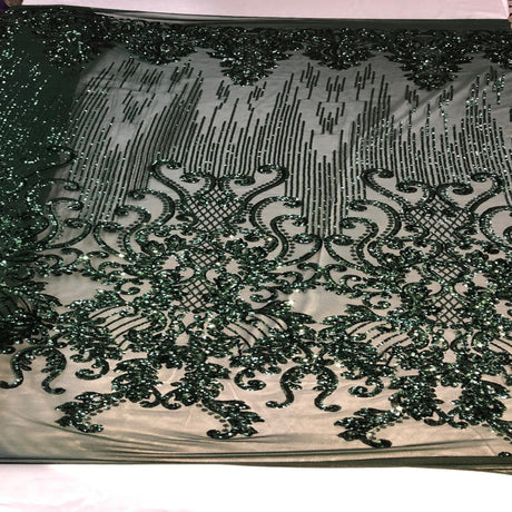 Stretch Sequins Damask Fabric