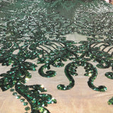 Stretch Sequins Damask Fabric