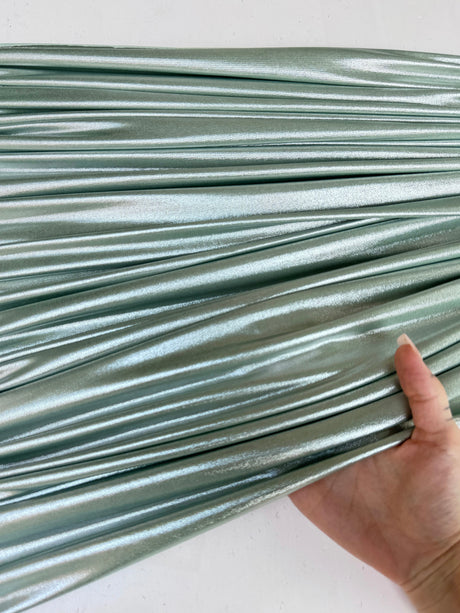 Shiny Foiled Spandex Sage Green