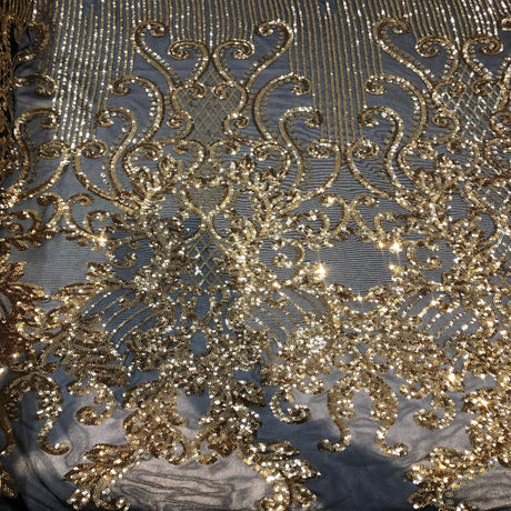 Stretch Sequins Damask Fabric