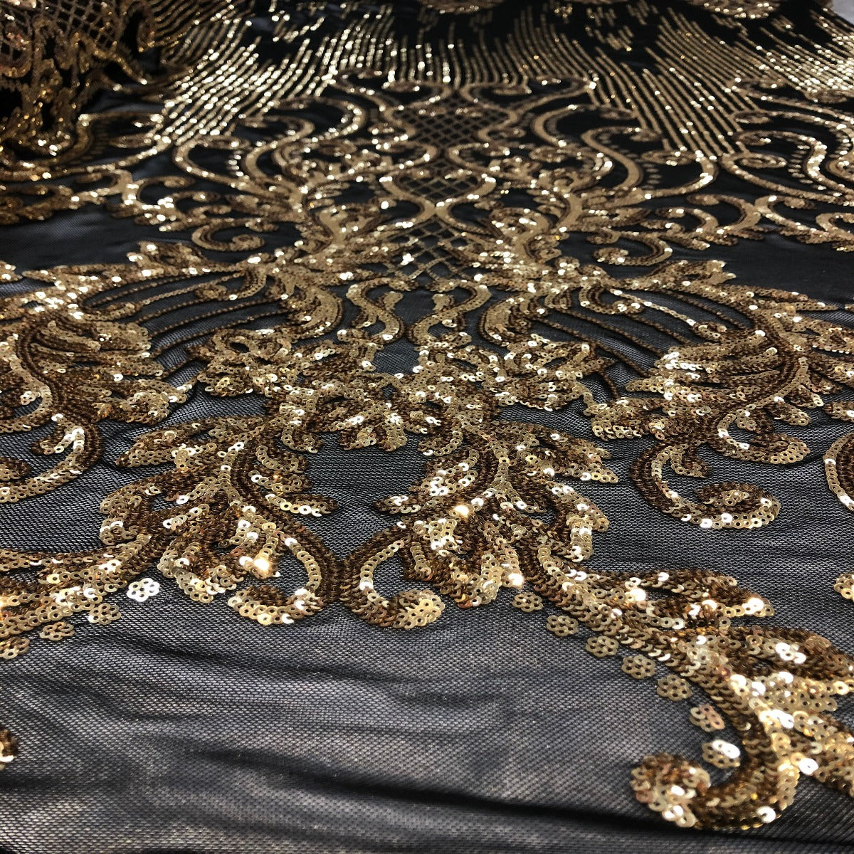 Stretch Sequins Damask Fabric