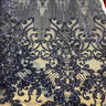 Alta Striped Damask Stretch Sequins Nylon Spandex Mesh Fabric - Pearl Blue Iridescent, Striped Damask, 60" Width (1 Yard)