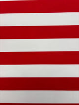 Red One Inch Striped Spandex Fabric - Red Stripes, 58"/60" Width (1 Yard)