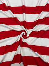 Red One Inch Striped Spandex Fabric - Red Stripes, 58"/60" Width (1 Yard)