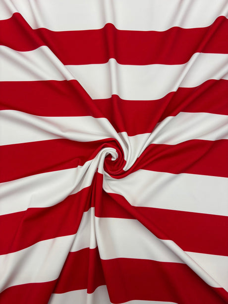 Red One Inch Striped Spandex Fabric - Red Stripes, 58"/60" Width (1 Yard)