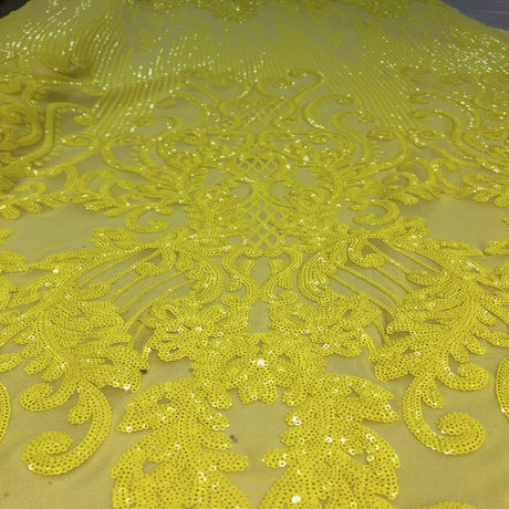 Stretch Sequins Damask Fabric