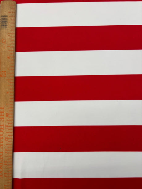 Red One Inch Striped Spandex Fabric - Red Stripes, 58"/60" Width (1 Yard)