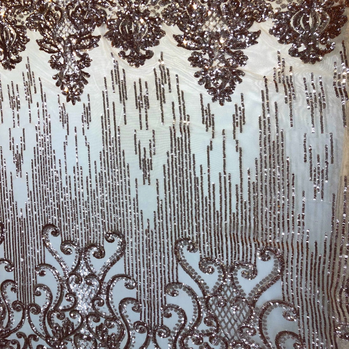 Stretch Sequins Damask Fabric