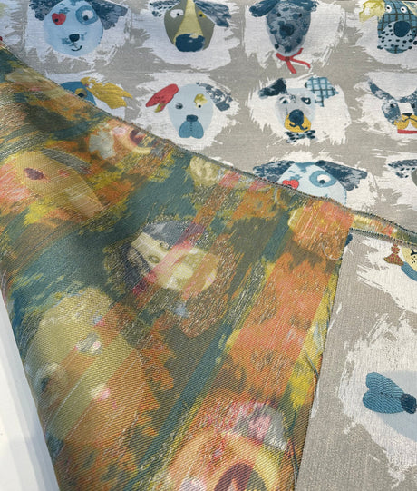 Dog Dogaholic Multi Polyester Fabric - Multicolored Dog Pattern, 54" Width (1 Yard)