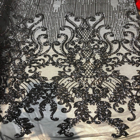 Stretch Sequins Damask Fabric