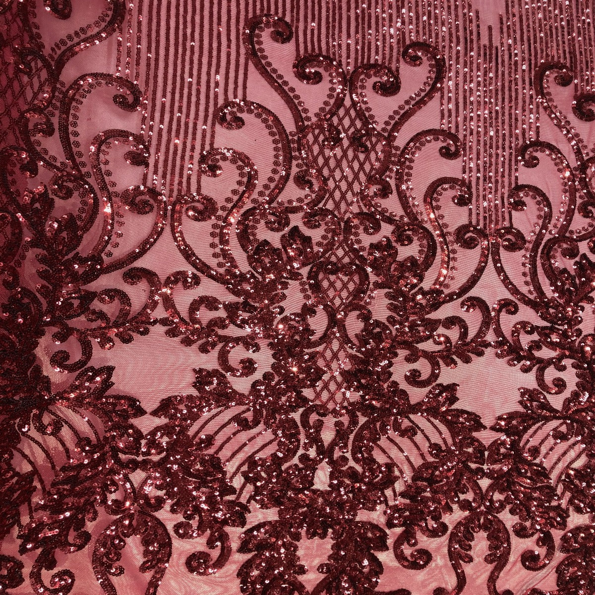 Stretch Sequins Damask Fabric