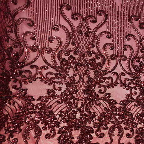 Stretch Sequins Damask Fabric