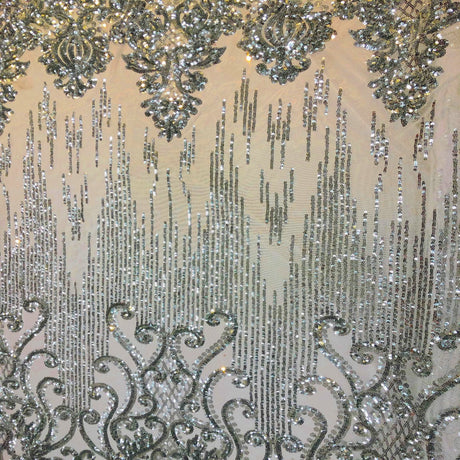 Stretch Sequins Damask Fabric