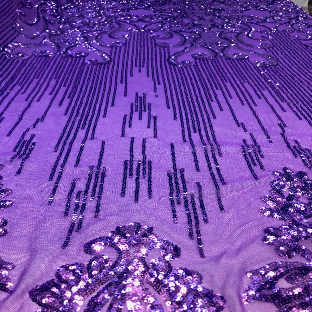 Stretch Sequins Damask Fabric