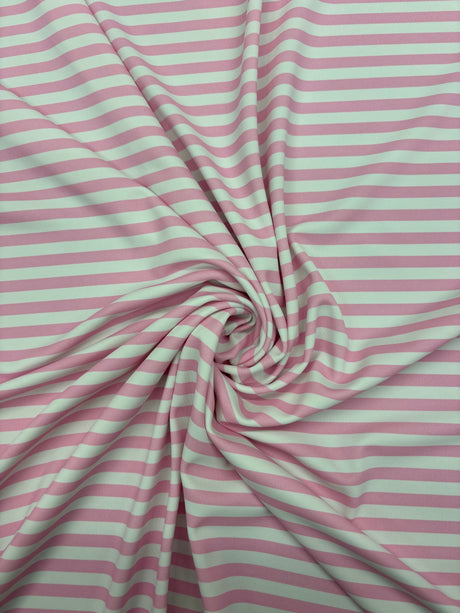 Baby Pink Quarter Inch Striped Spandex Fabric - Baby Pink Striped, 58"/60" Width (1 Yard)