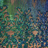 Alta Striped Damask Stretch Sequins Nylon Spandex Mesh Fabric - Pearl Blue Iridescent, Striped Damask, 60" Width (1 Yard)