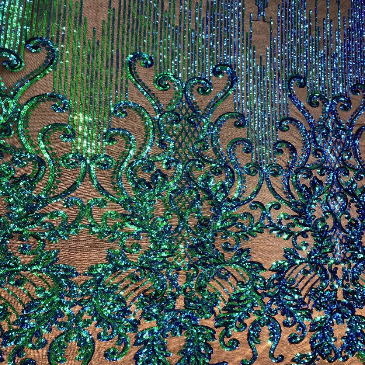 Stretch Sequins Damask Fabric